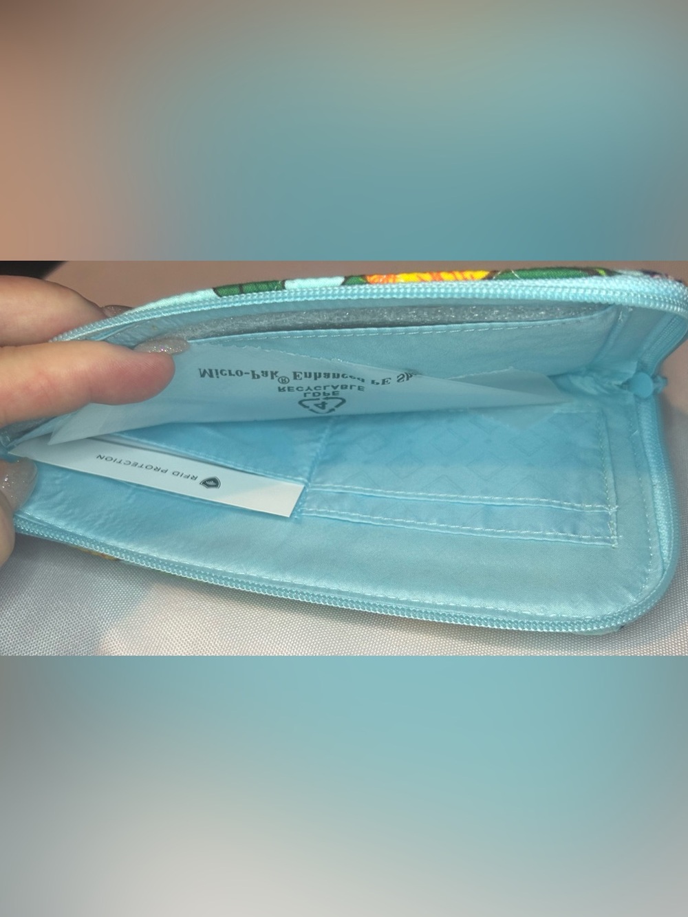 Vera Bradley Light Blue Lemon Wristlet Clutch - Picture 3 of 5